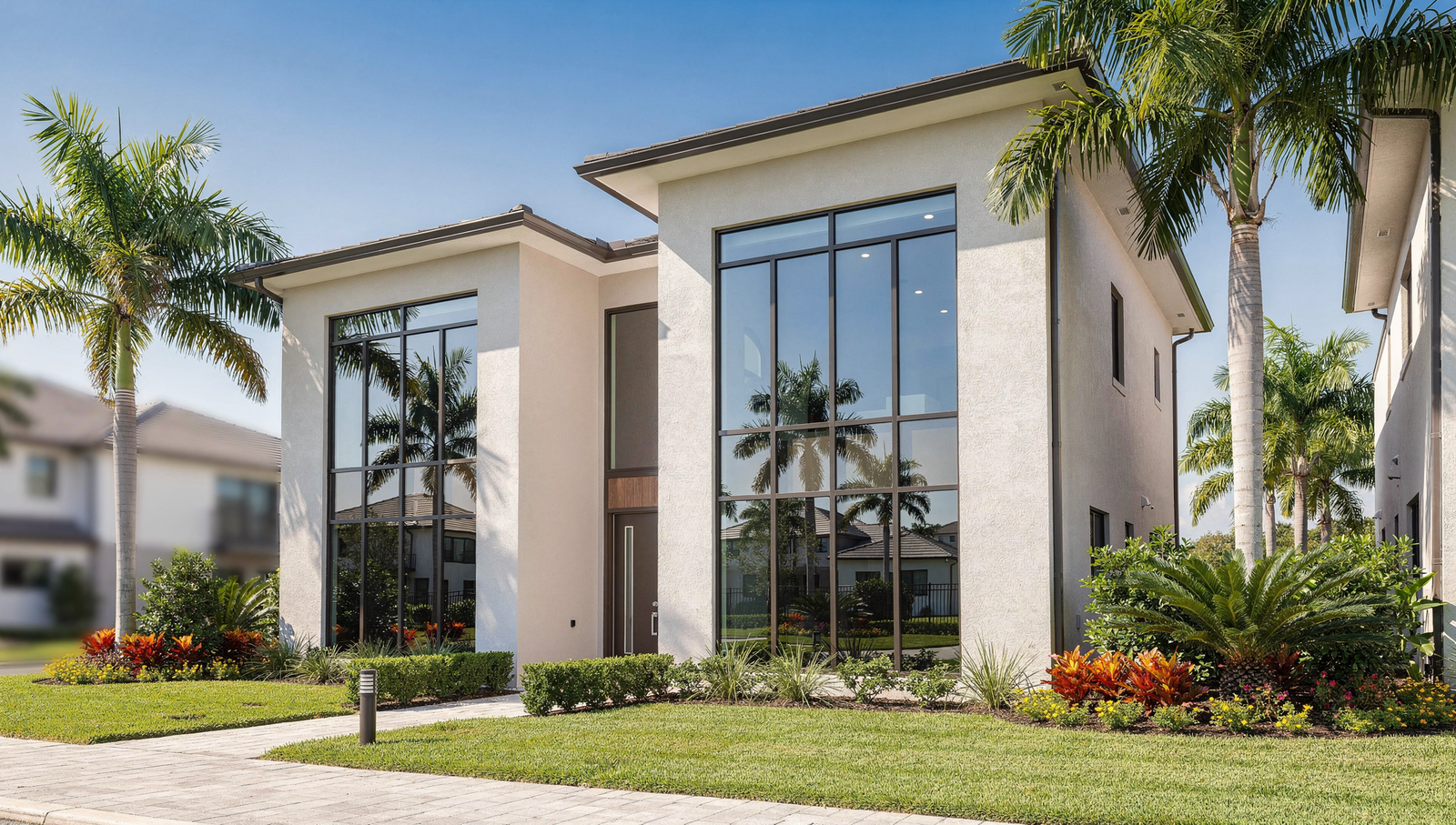 Clearwater townhomes for sale exterior with tropical landscaping