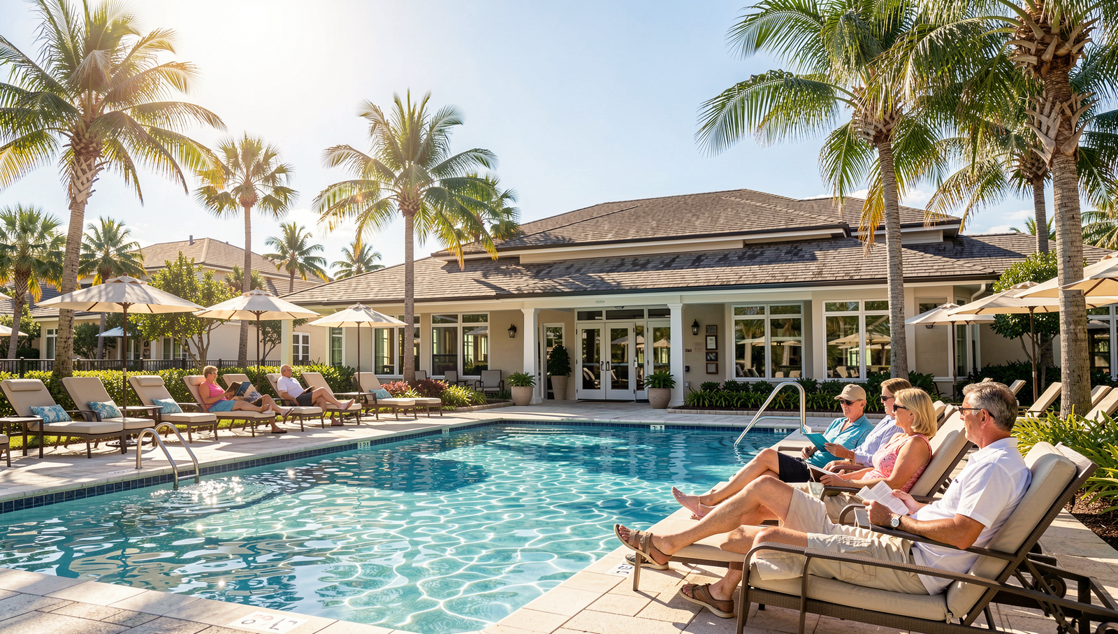 Clearwater Florida retirement community clubhouse and pool